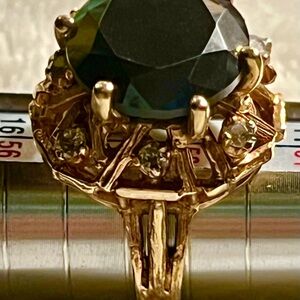 Old Beautiful  Black Moissonite /Diamond Heavy 14k Ring